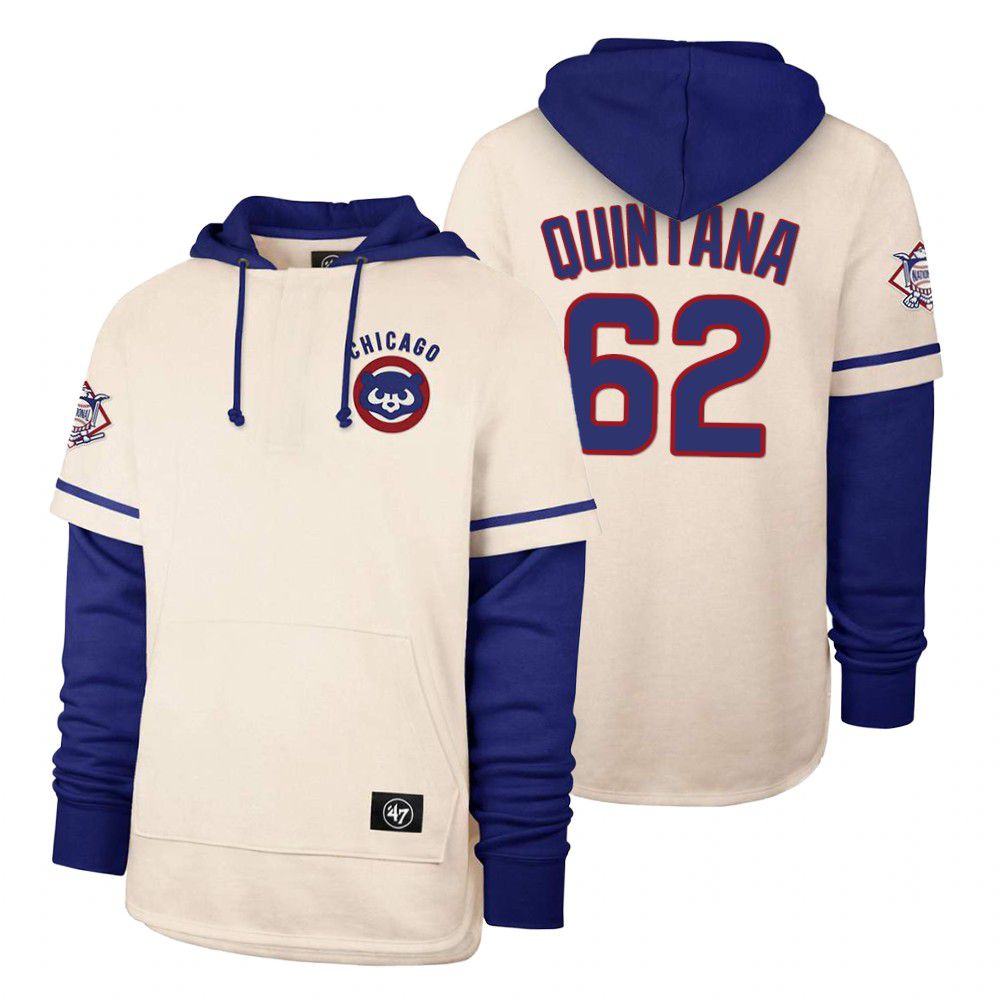 Men Chicago Cubs #62 Quiniana Cream 2021 Pullover Hoodie MLB Jersey